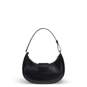 Schwarze Leder-Schultertasche mit goldener Hardware der Marke Celine.