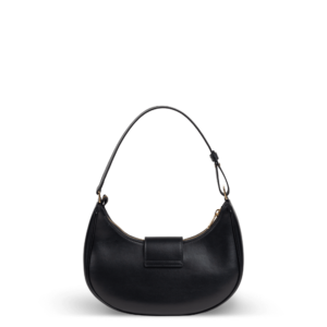 Sac à bandoulière en cuir noir avec matériel doré de la marque Céline.