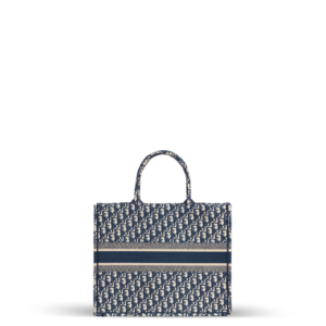 Tote bag in blue and beige jacquard fabric from the Dior brand.