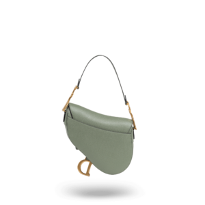 A green handbag with gold hardware from the Dior brand.