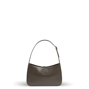 A small shoulder bag in brown leather and gold hardware from the Saint Laurent brand.